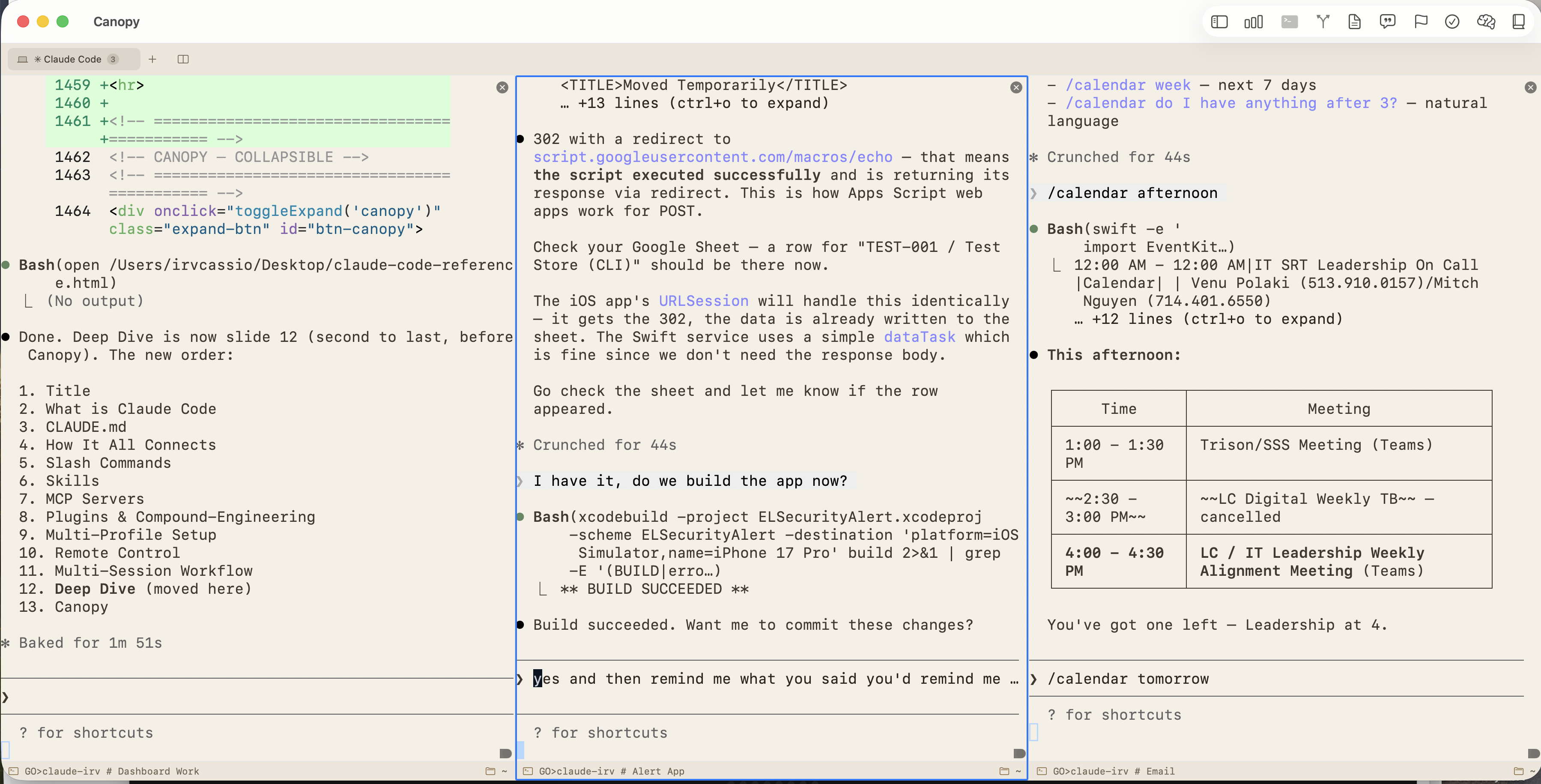 Multiple Claude Code sessions running in parallel in Canopy